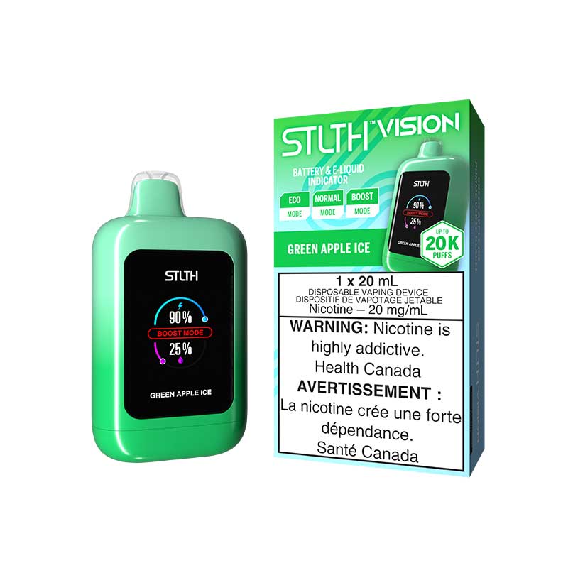 STLTH Vision 20K Disposable - Green Apple Ice - Bay Vape Canada
