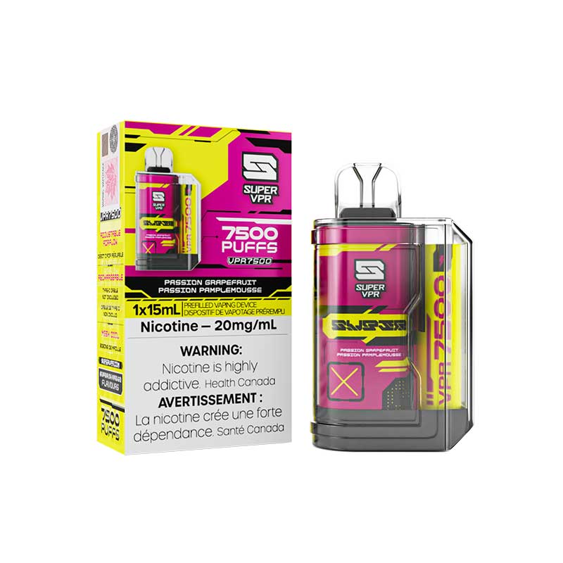 Super VPR 7500 Disposable - Passion Grapefruit - Bay Vape Canada