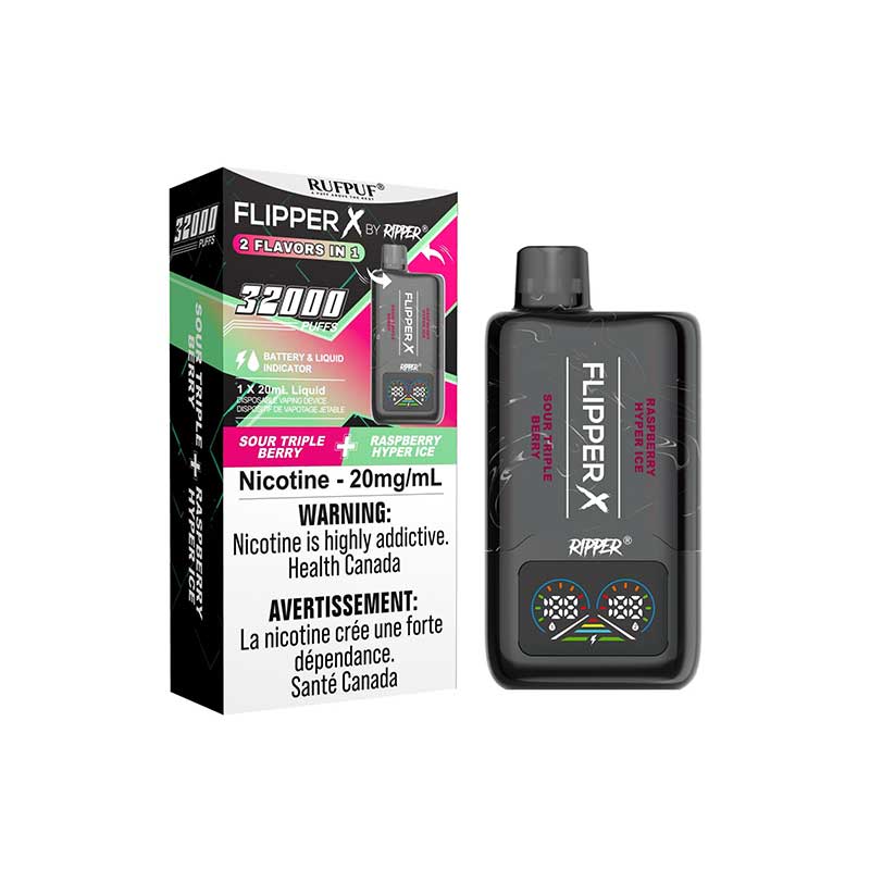 Flipper X by Ripper 32K - Sour Triple Berry & Raspberry Hyper Ice - Bay Vape Canada