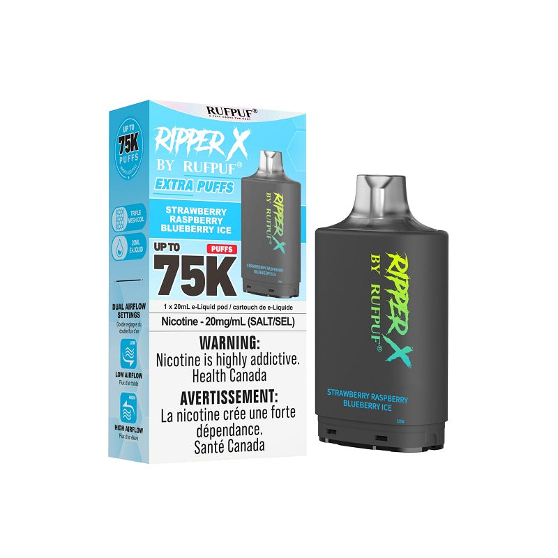 Ripper X Pod by Rufpuf 75K - Strawberry Raspberry Blueberry Ice - Bay Vape Canada