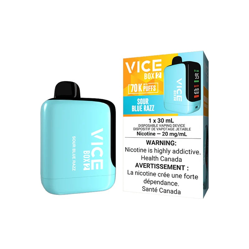 Vice vape device and packaging on a white background