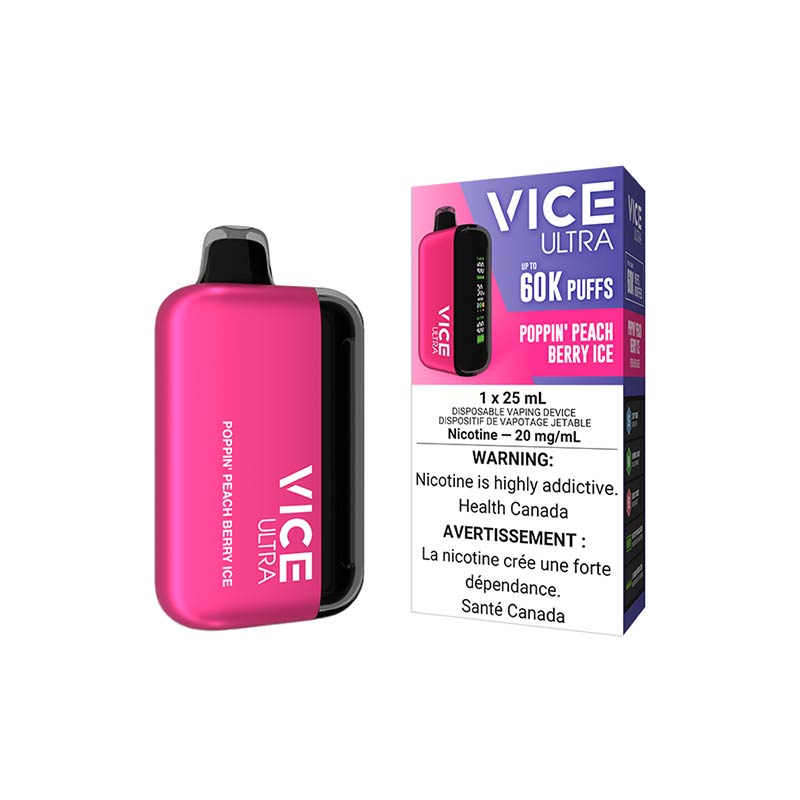 VICE ULTRA 60K Disposable - Poppin' Peach Berry Ice (ON) - Bay Vape