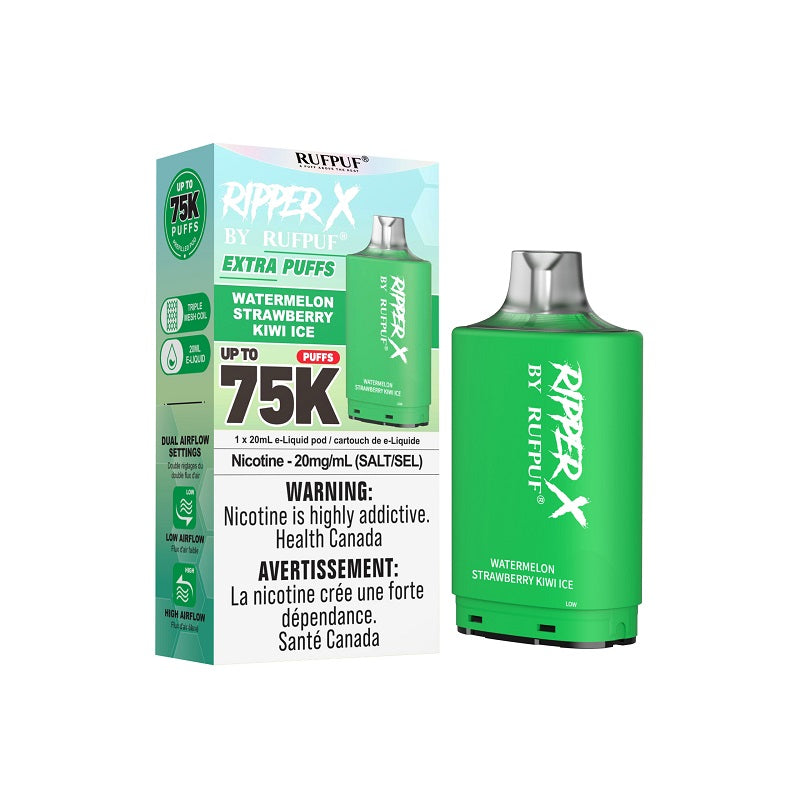 Ripper X Pod by Rufpuf 75K - Watermelon Strawberry Kiwi Ice - Bay Vape Canada