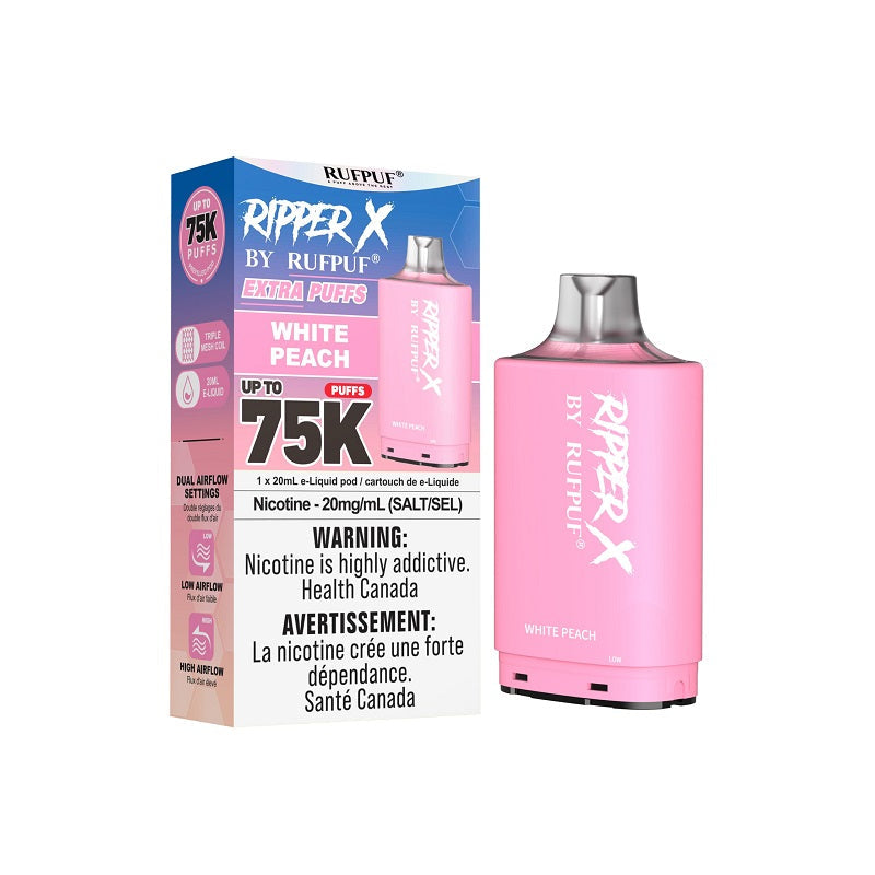 Ripper X Pod by Rufpuf 75K - White Peach (ON) - Bay Vape