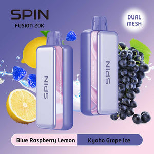 Spin Fusion 20K Disposable - Blue Raspberry Lemon and Kyoho Grape Ice