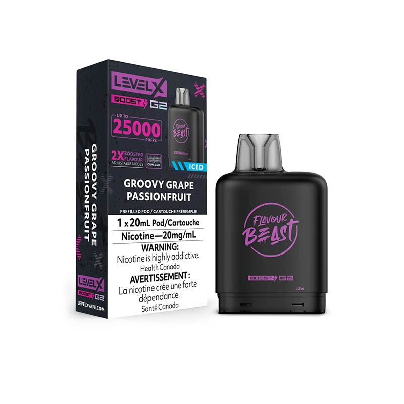 Level X Boost Pod 20mL - Flavour Beast - Groovy Grape Passionfruit Iced (ON)