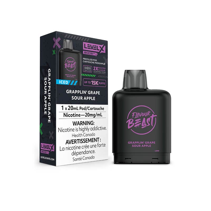 Level X Boost Pod 20mL - Flavour Beast - Grapplin' Grape Sour Apple Iced (ON)