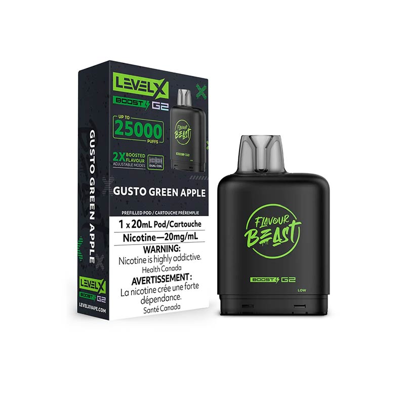 Level X Flavour Beast Boost G2 Pod - Gusto Green Apple (ON) - Bay Vape