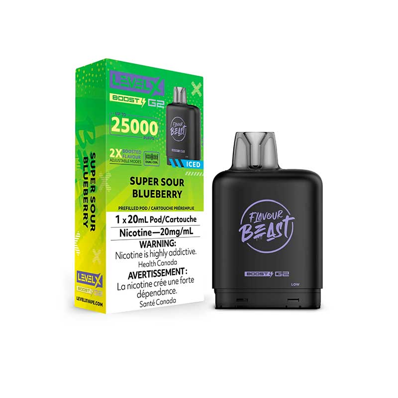 Level X Boost Pod 20mL - Flavour Beast - Super Sour Blueberry Iced (ON)