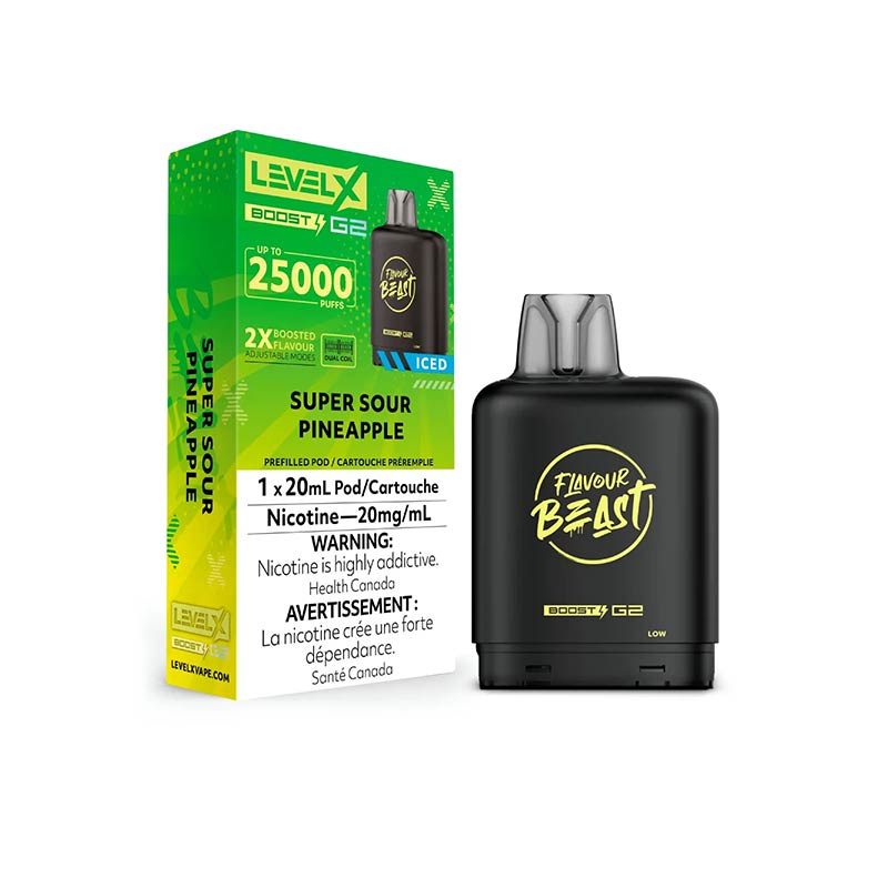 Level X Flavour Beast Boost G2 Pod - Super Sour Pineapple Iced - Bay Vape Canada