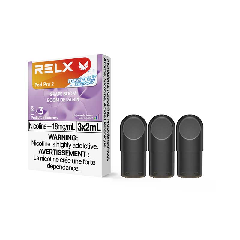 RELX Pod Pro 2 - Grape Boom (Ice Tea) (3 Pack) (ON) - Bay Vape