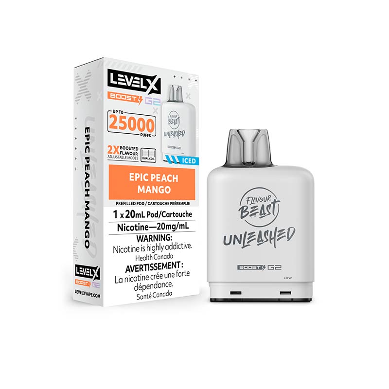 Level X FB Unleashed Boost G2 Pod - Epic Peach Mango Iced (ON) - Bay Vape
