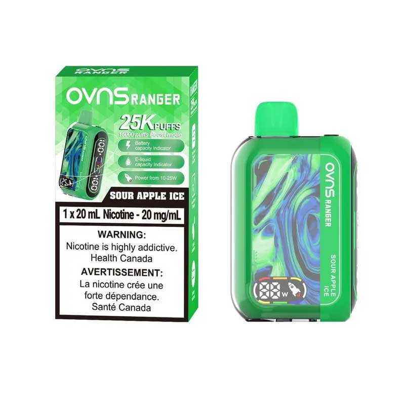 OVNS Ranger 25K Disposable - Sour Apple Ice - Bay Vape Canada