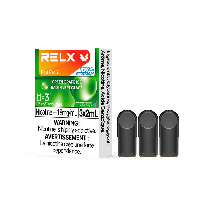 RELX Pod Pro 2 - Green Grape Ice (3 Pack) - Bay Vape Canada
