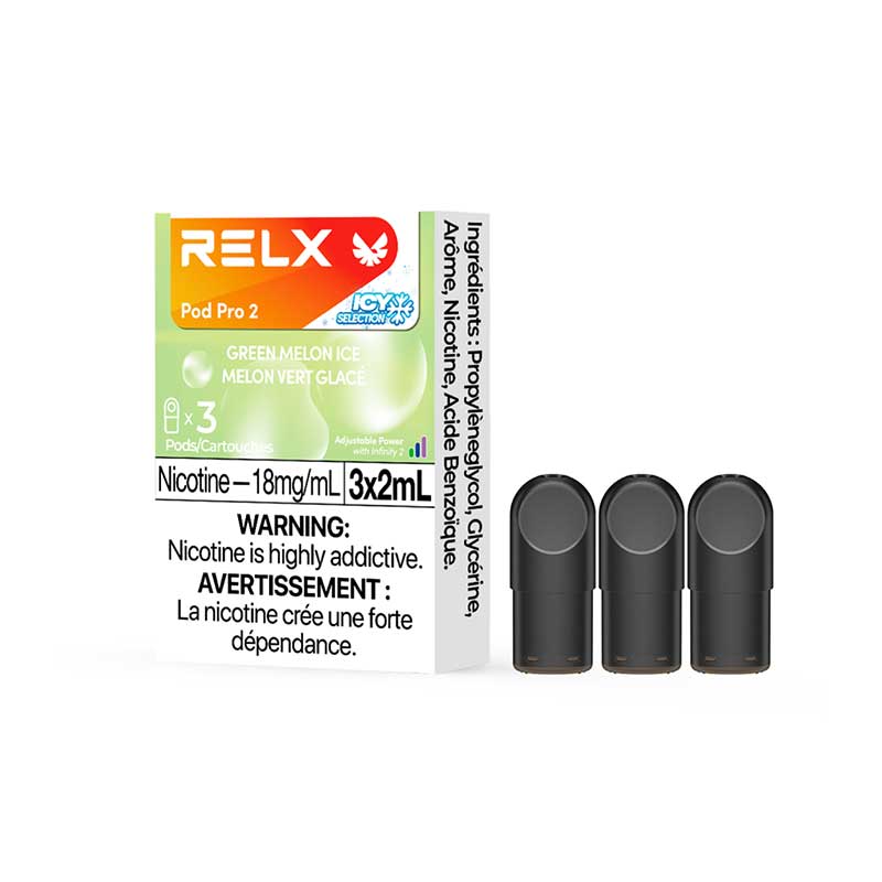 RELX Pod Pro 2 - Green Melon Ice (3 Pack) - Bay Vape Canada