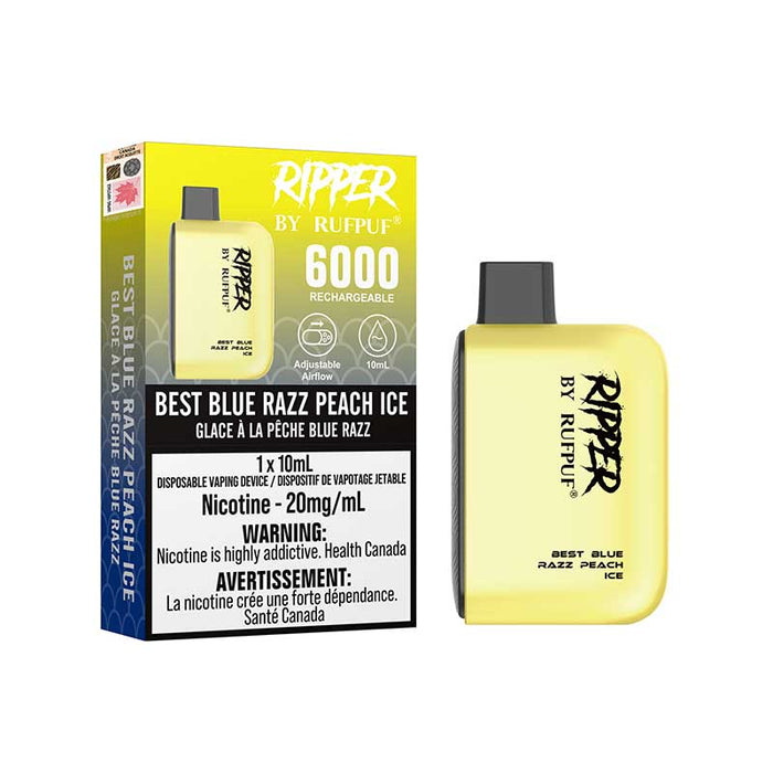 Ripper by RUFPUF 6000 Jetable - Meilleure glace à la pêche Blue Razz
