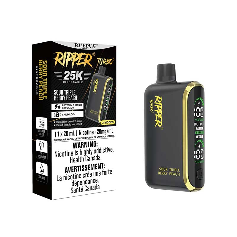 Ripper Turbo 3 25K Disposable - Sour Triple Berry Peach - Bay Vape Canada