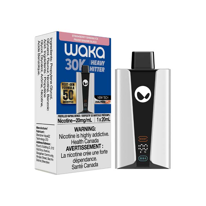 WAKA Heavy Hitter 30K Disposable - Strawberry Banana Ice - Bay Vape Canada