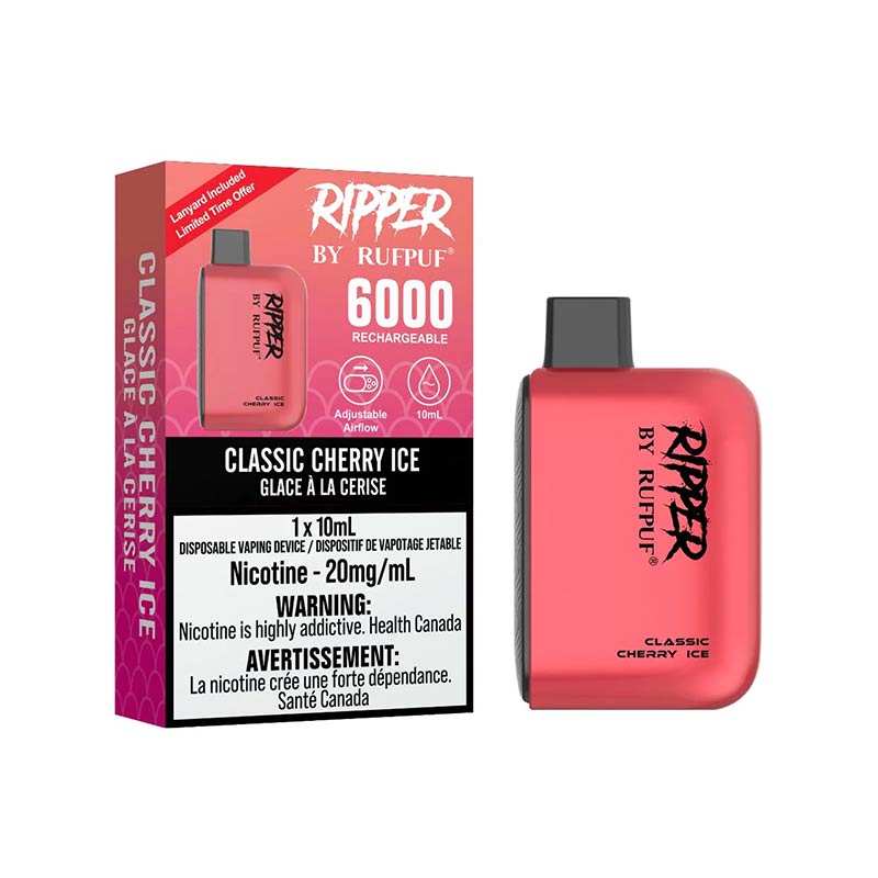 Ripper by RUFPUF 6000 Disposable - Classic Cherry Ice - Bay Vape Canada