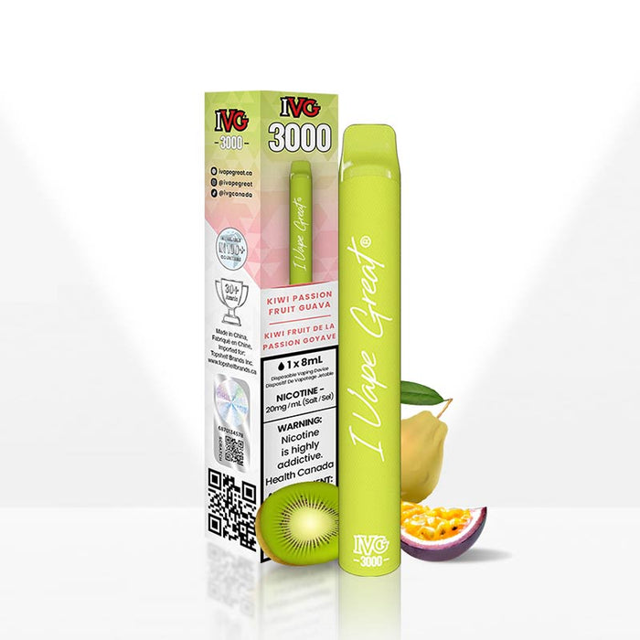 Vape jetable IVG 3000 Puffs - Goyave Kiwi Passion Fruit