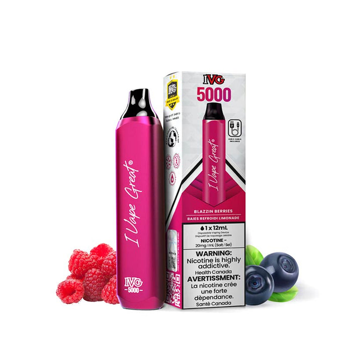 IVG Bar Max 5000 Puffs Disposable Vape - Blazin Berries