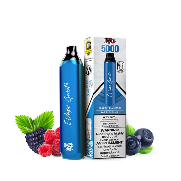 IVG Bar Max 5000 Puffs Disposable Vape - Blazin Blue Razz
