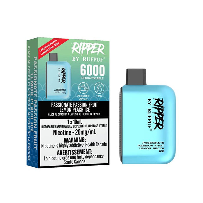 Ripper by RUFPUF 6000 Disposable - Passionate Passion Fruit Lemon Peach Ice